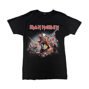 Iron Maiden Shirt Mens Small Black The Trooper Graphic Band Heavy Metal Rock Y2K